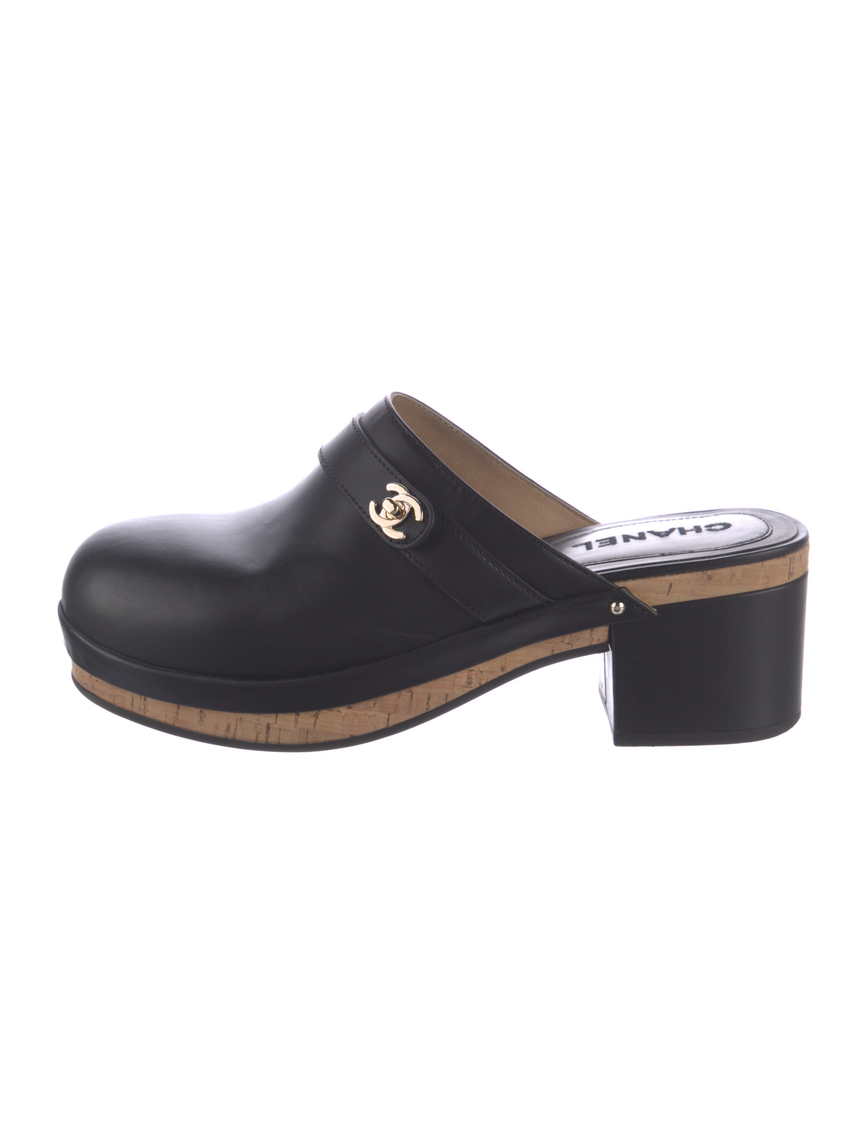Chanel Interlocking CC Logo Leather Mules
